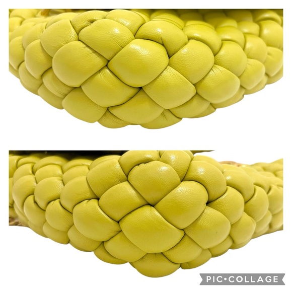 REBECCA MINKOFF Woven Leather Edie Flap Handbag Yellow - Picture 9 of 16